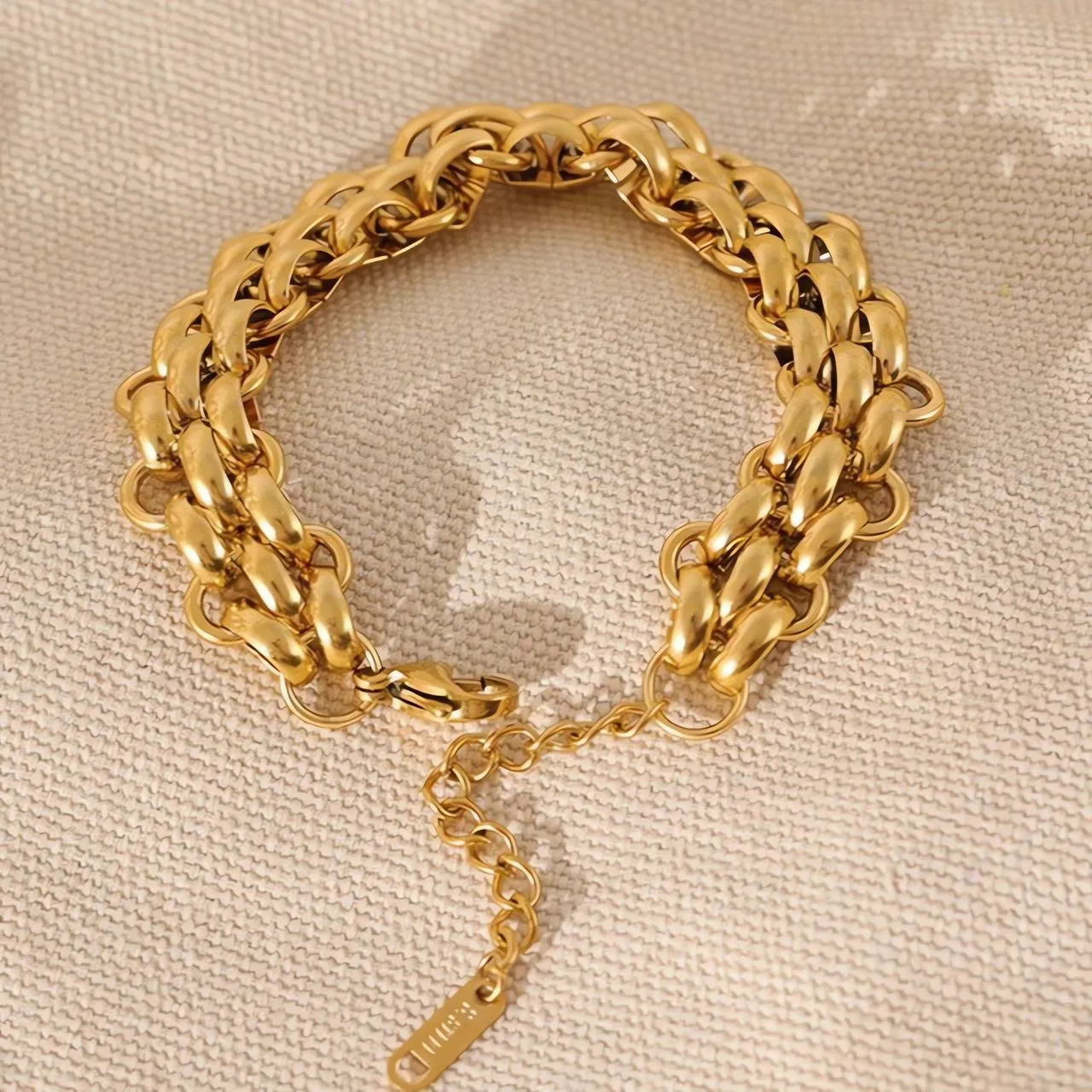 17cm-22cm (7"-9") 13.6mm Unique Wide Flat Chain Bracelet