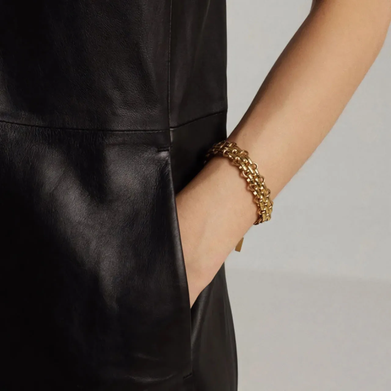 17cm-22cm (7"-9") 13.6mm Unique Wide Flat Chain Bracelet