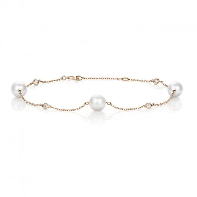 18ct Gold Diamond & Akoya Pearl Bracelet BDQ203R