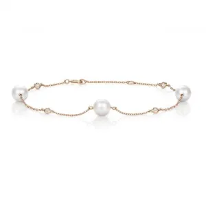18ct Gold Diamond & Akoya Pearl Bracelet BDQ203R