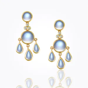 18K Fringe Earrings with royal blue moonstone and diamond