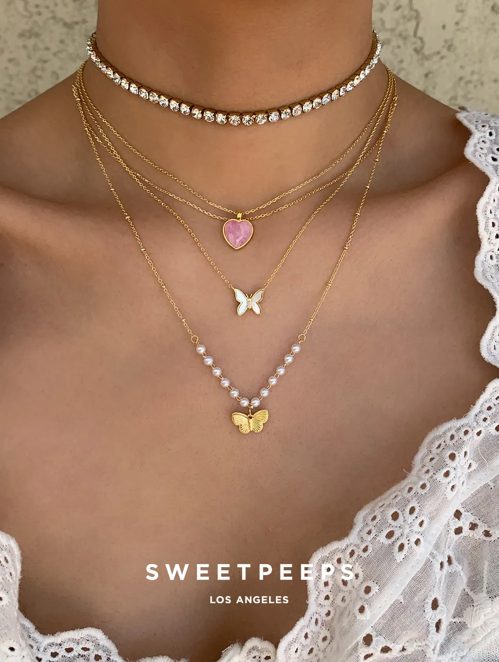 18K Gold Dipped Opal Butterfly Necklace
