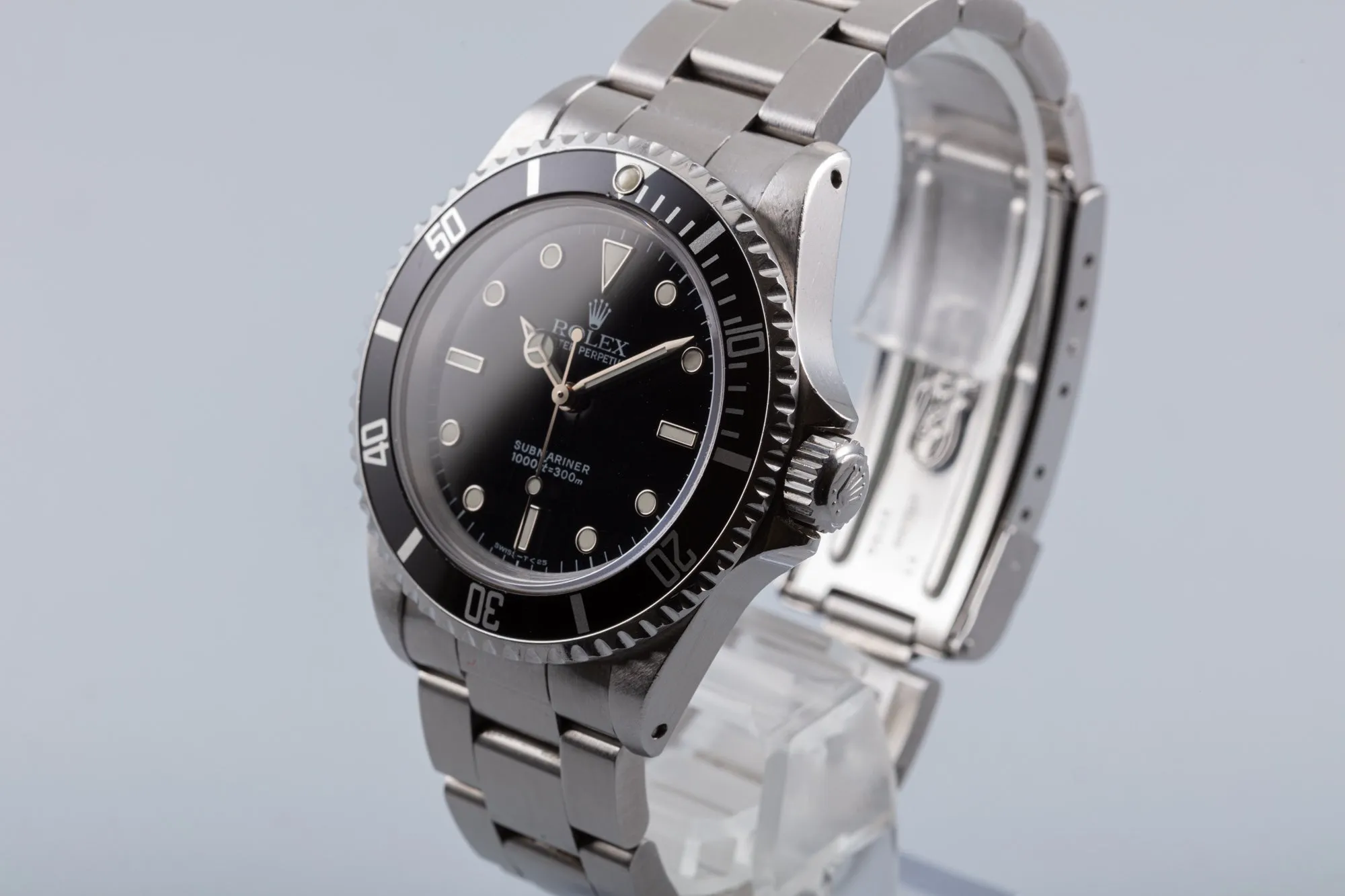 1991 Unpolished Rolex Submariner 14060 2 line Box & Papers