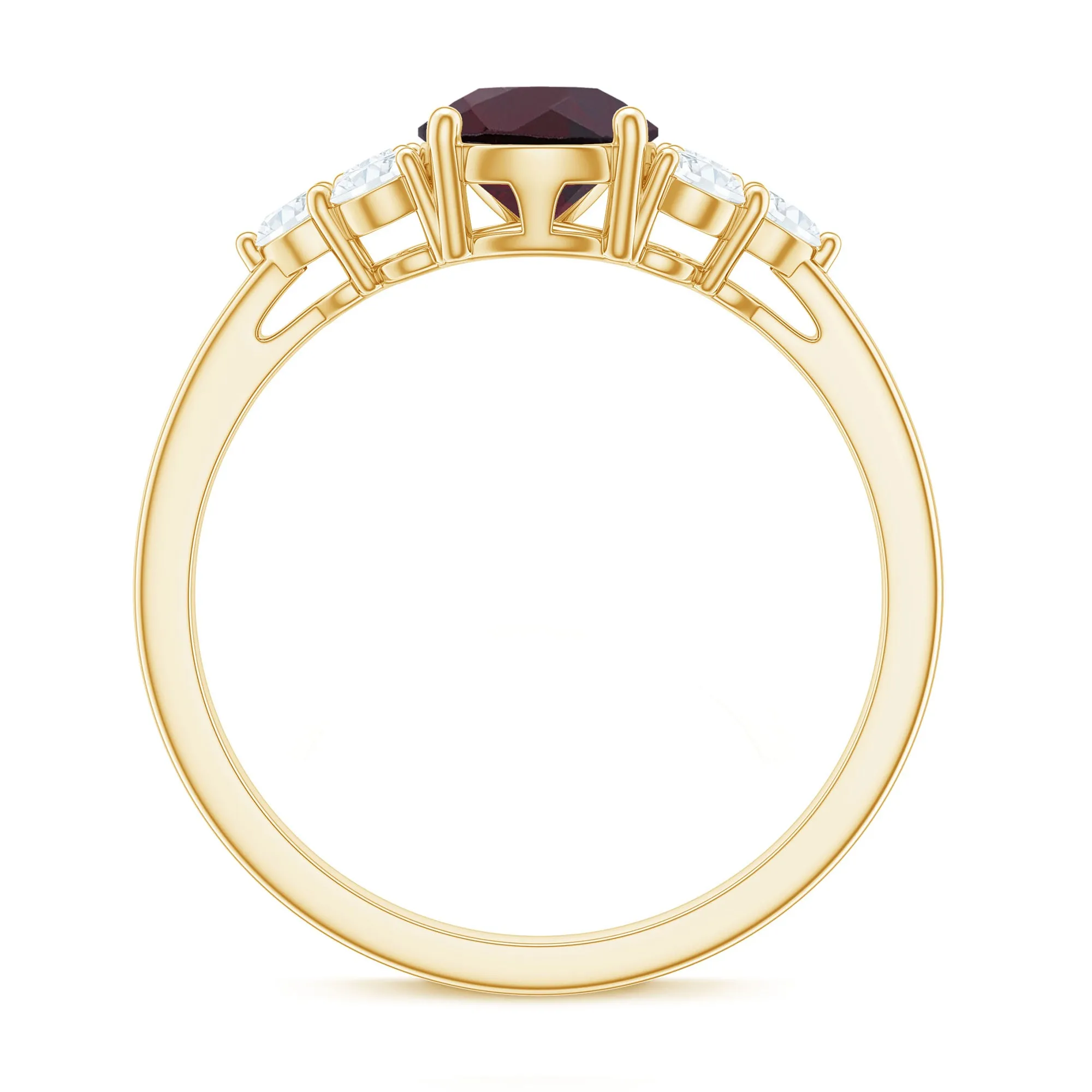 2 CT Pear Cut Rhodolite Solitaire Ring with Diamond Trio