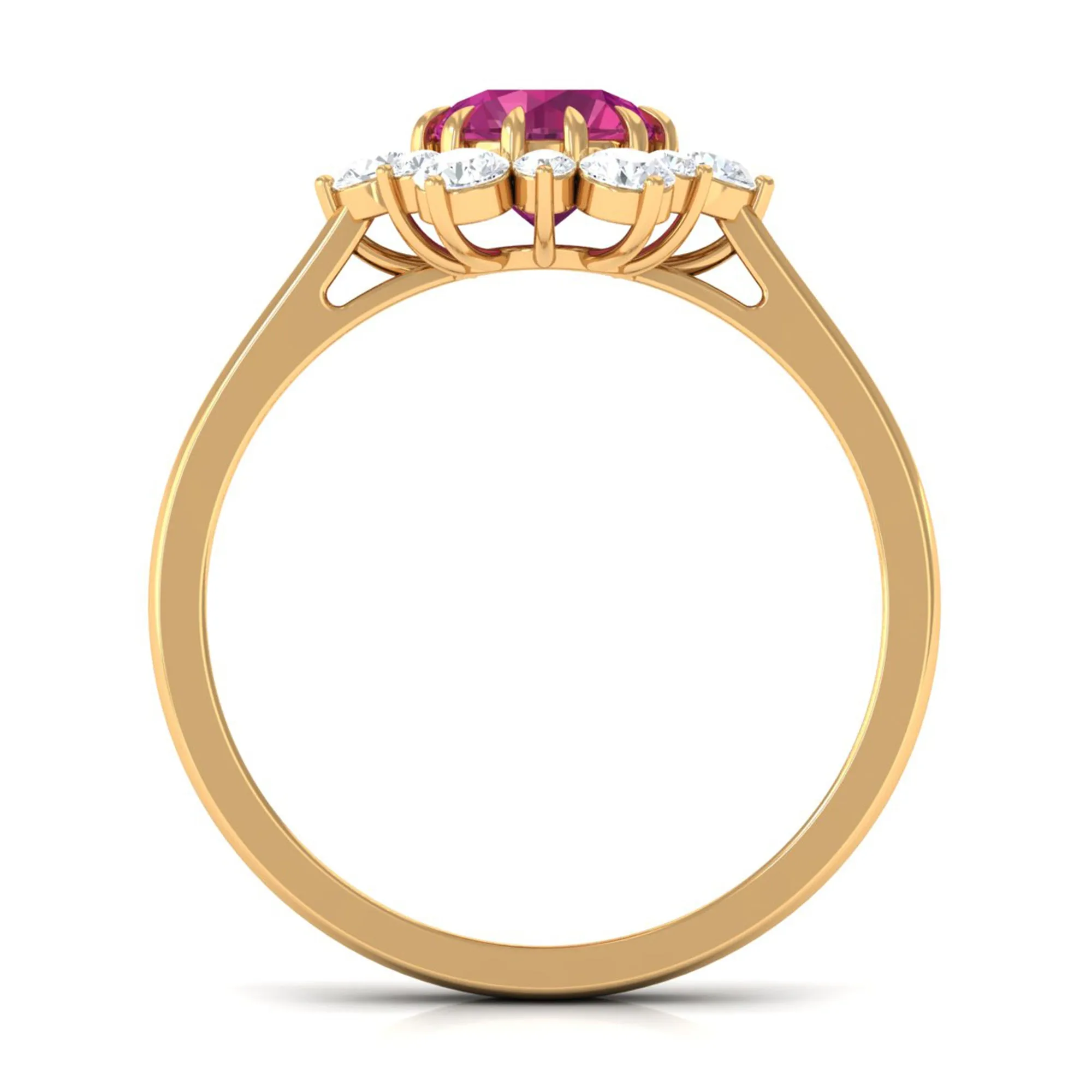 2 CT Pink Tourmaline and Diamond Halo Engagement Ring