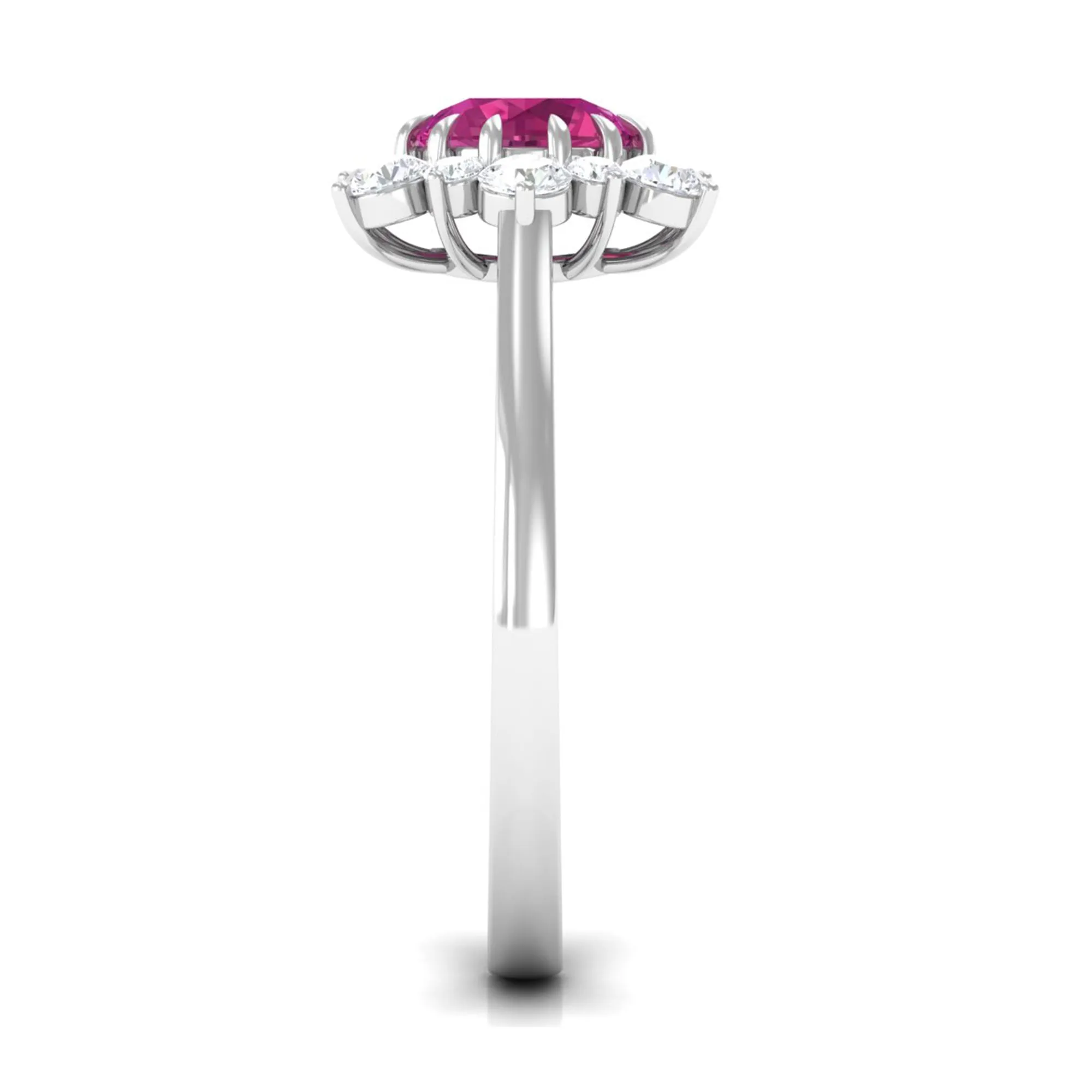 2 CT Pink Tourmaline and Diamond Halo Engagement Ring