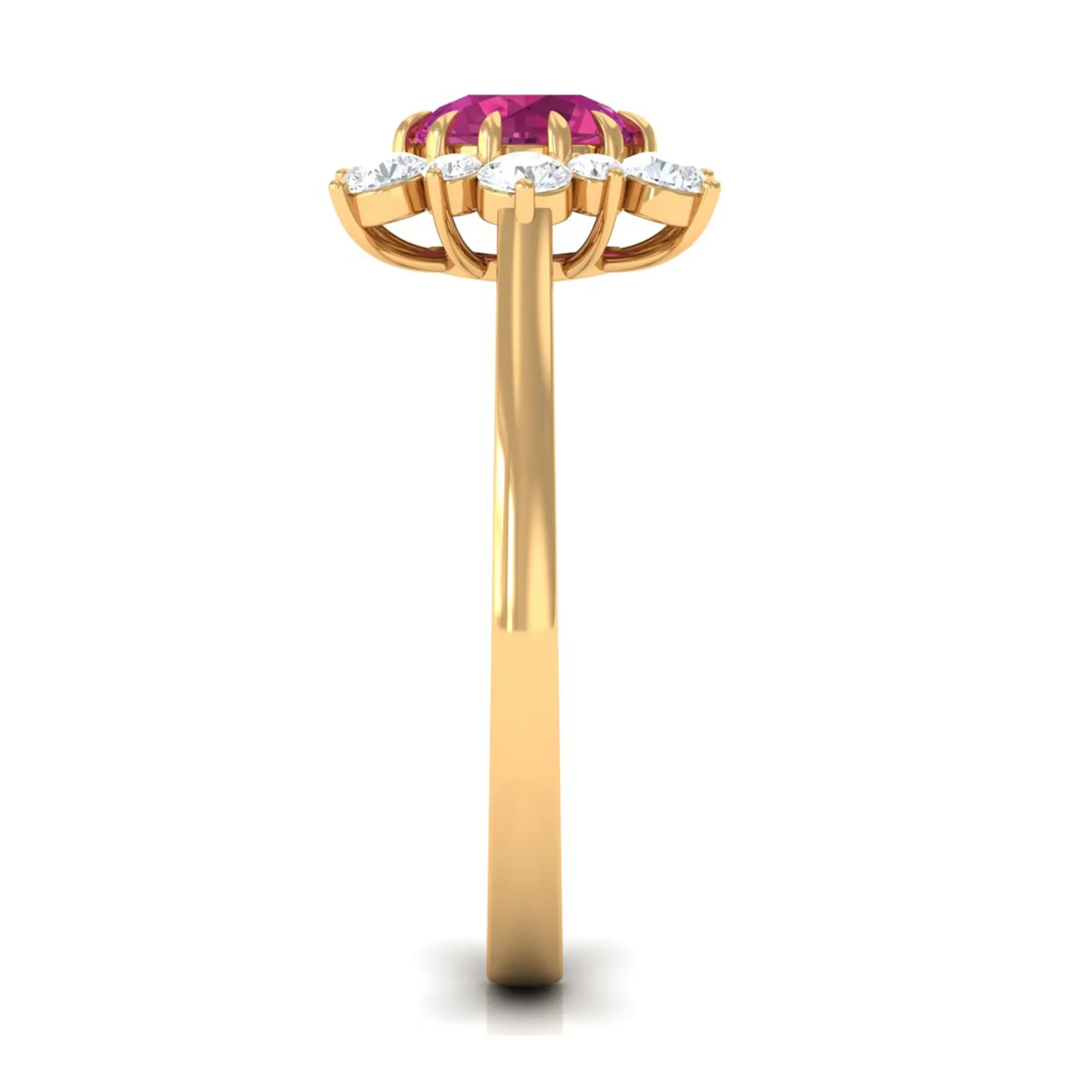 2 CT Pink Tourmaline and Diamond Halo Engagement Ring