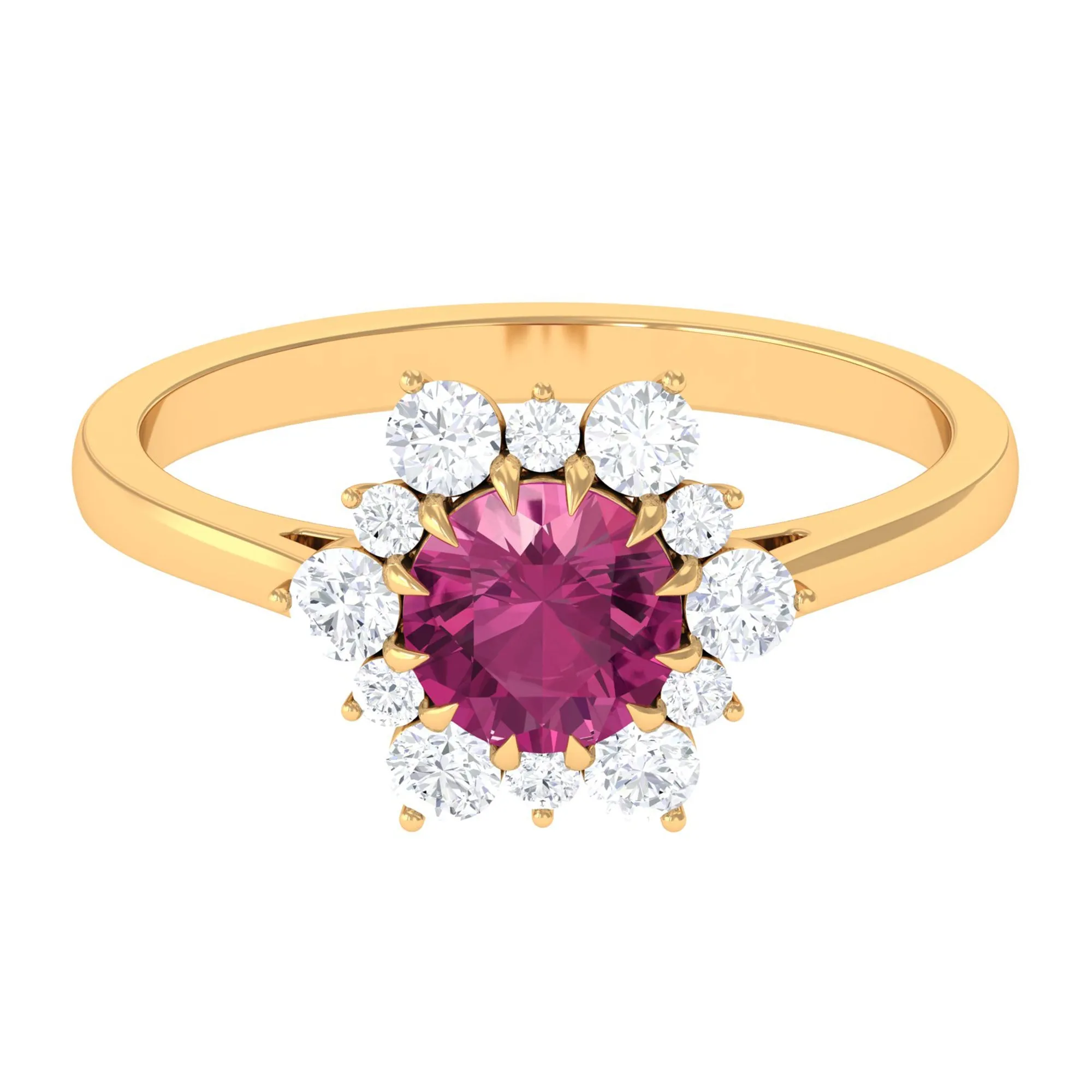 2 CT Pink Tourmaline and Diamond Halo Engagement Ring