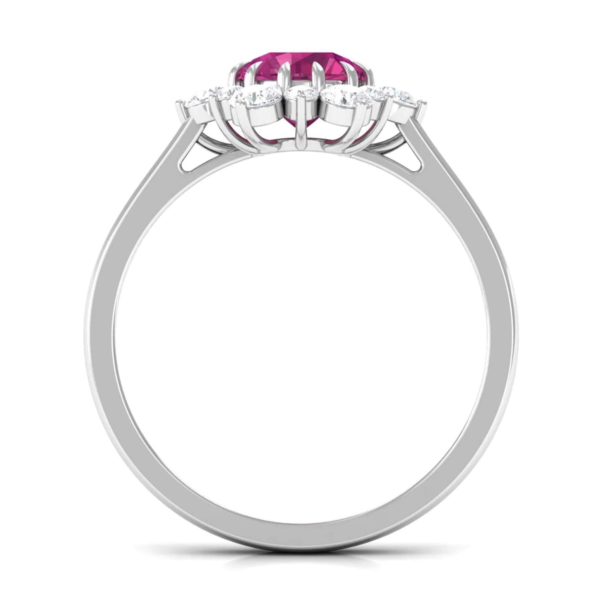2 CT Pink Tourmaline and Diamond Halo Engagement Ring