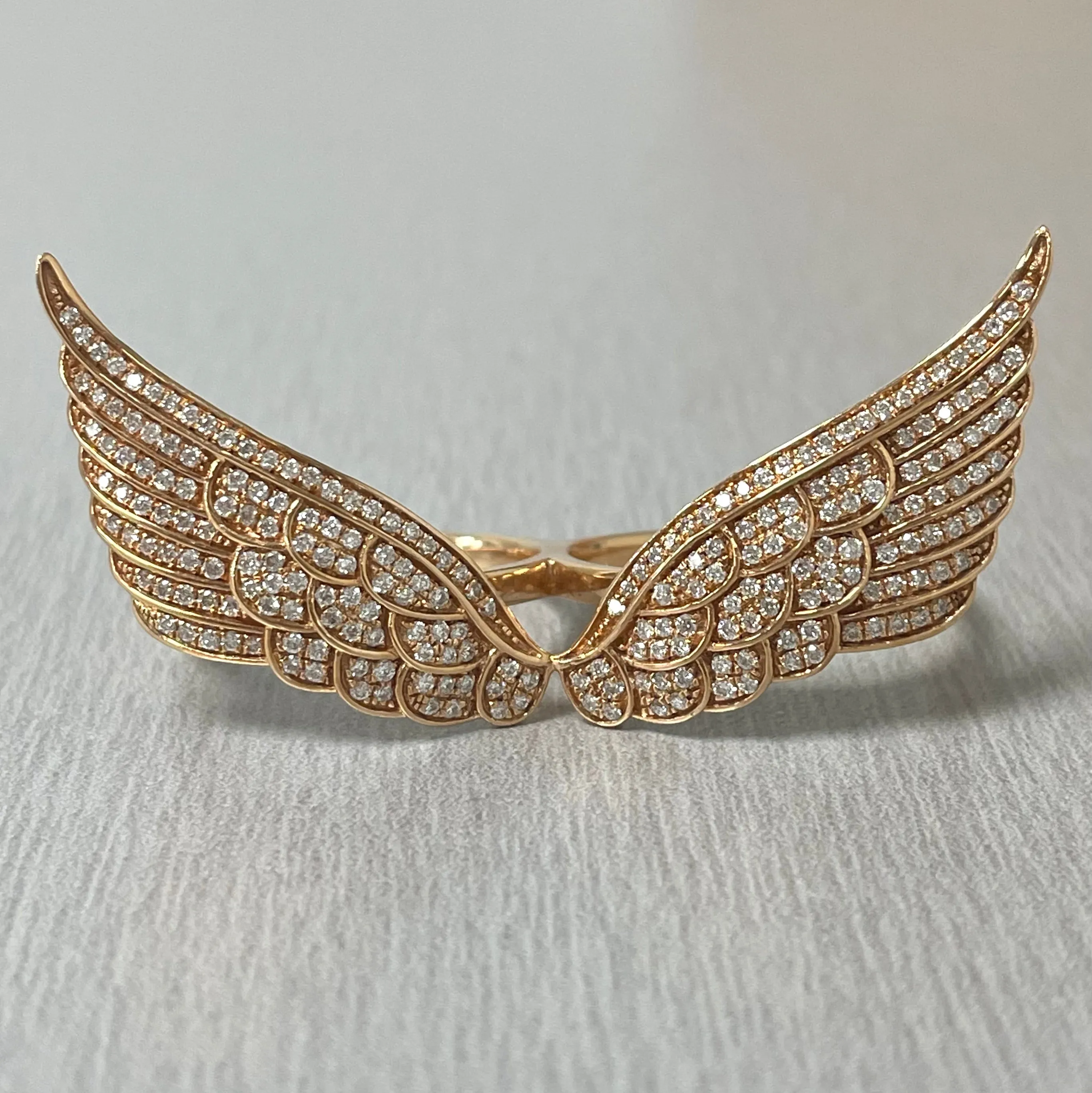 2 Finger Wings Diamond Ring (0.86 ct Diamonds) in Rose Gold