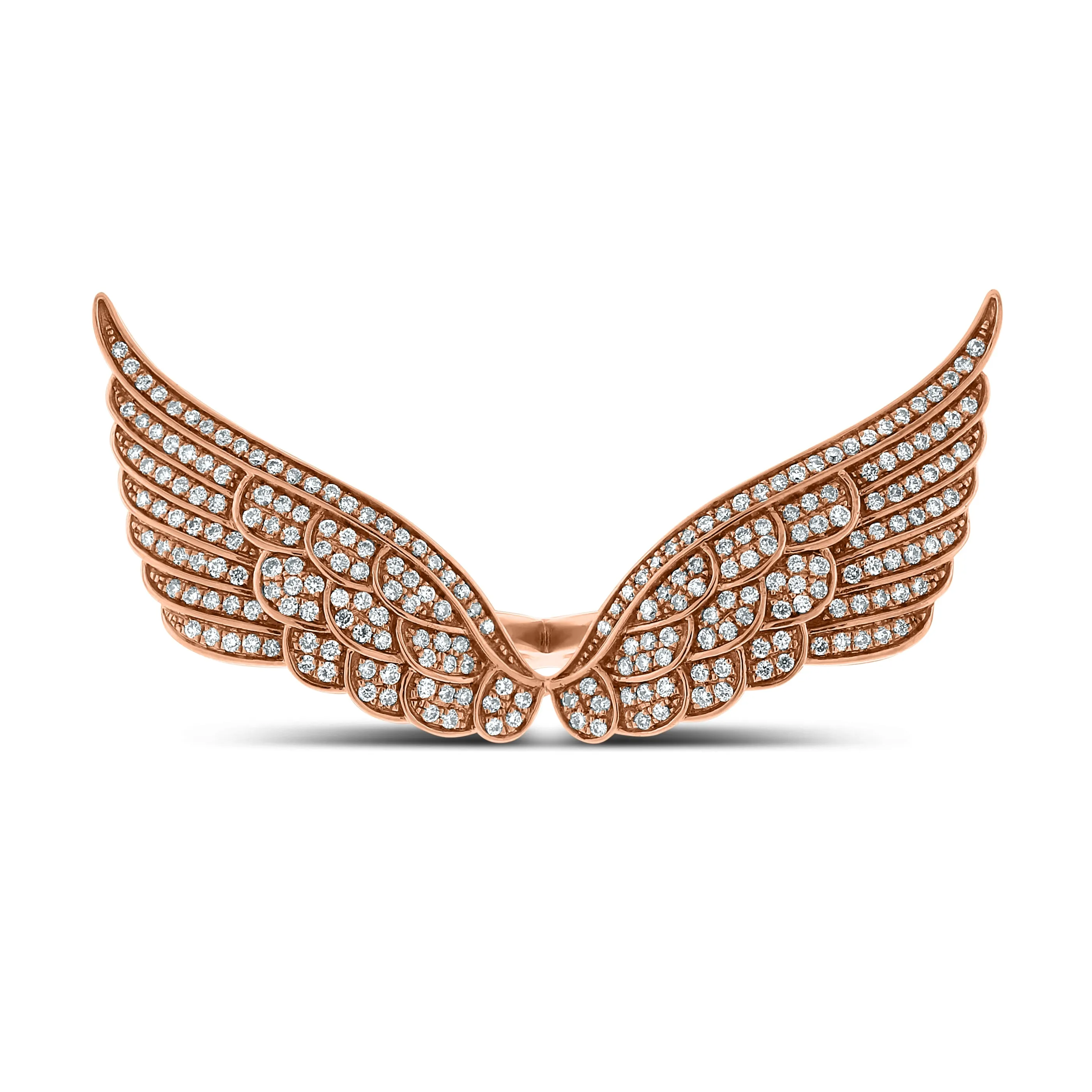 2 Finger Wings Diamond Ring (0.86 ct Diamonds) in Rose Gold