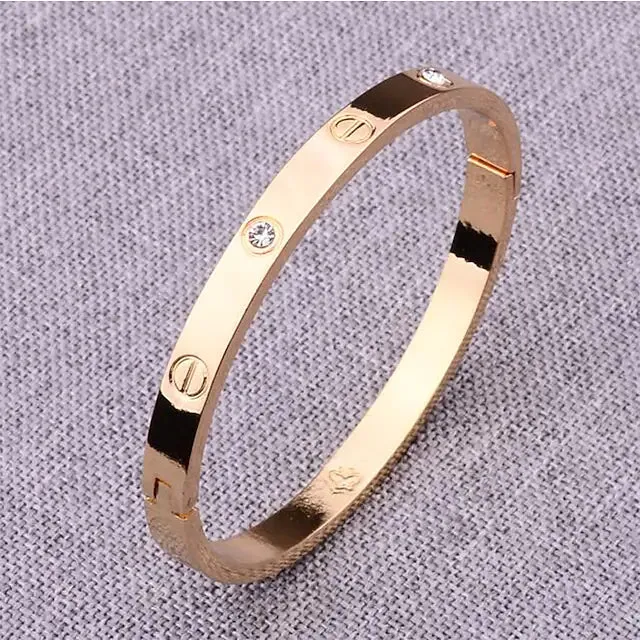 2-Piece: Women's Stainless Steel Zircon Inlay Bracelet