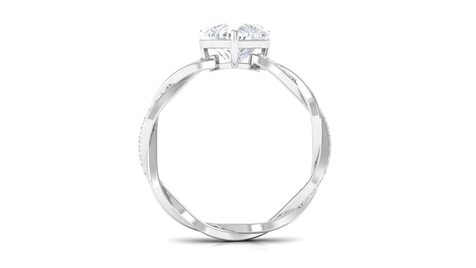 2.25 CT Heart Shape Solitaire Moissanite Braided Ring in 3 Prong Basket Setting
