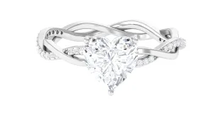 2.25 CT Heart Shape Solitaire Moissanite Braided Ring in 3 Prong Basket Setting