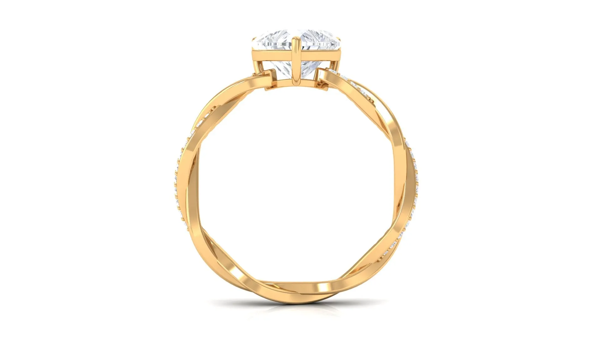 2.25 CT Heart Shape Solitaire Moissanite Braided Ring in 3 Prong Basket Setting