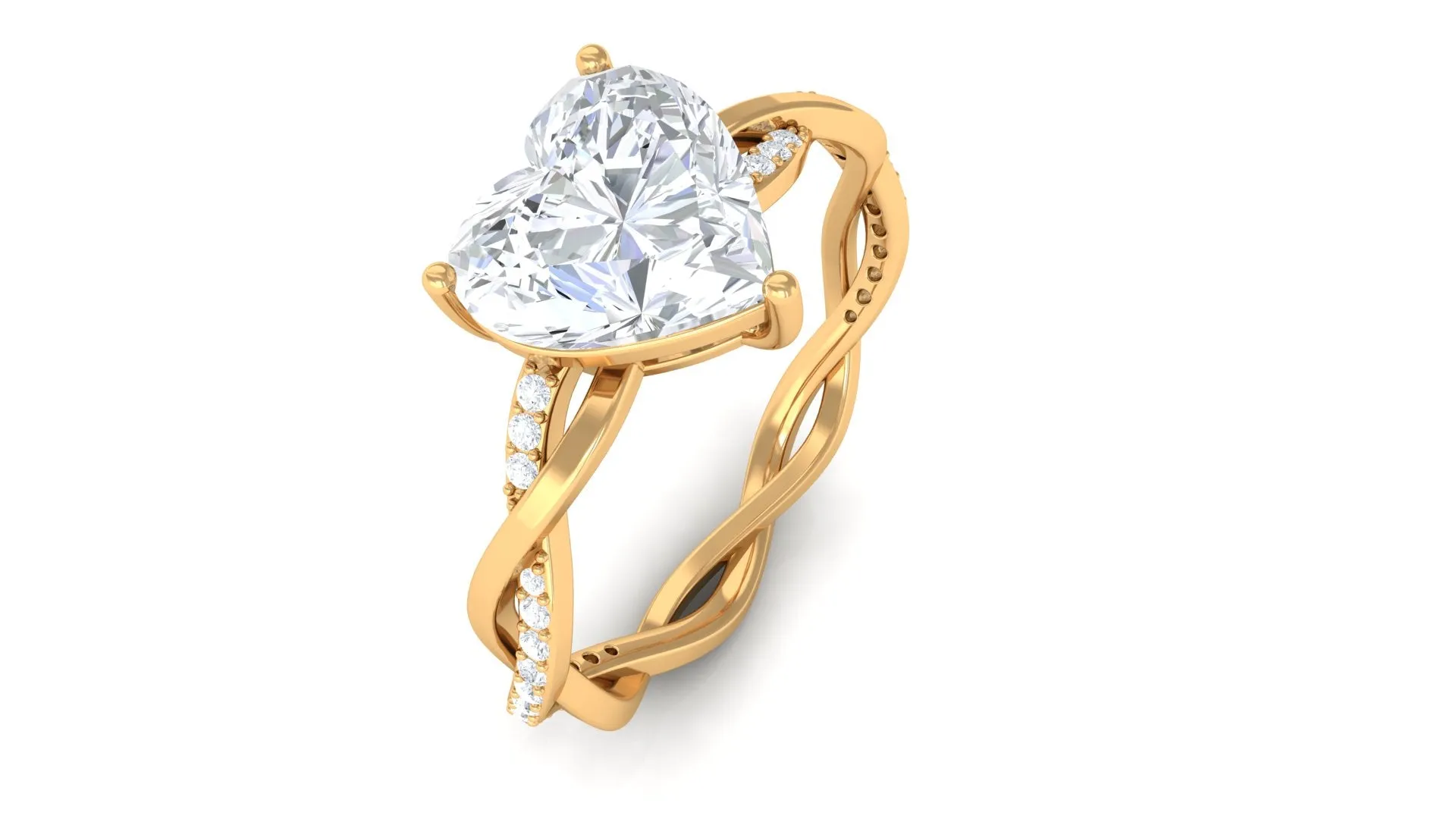 2.25 CT Heart Shape Solitaire Moissanite Braided Ring in 3 Prong Basket Setting
