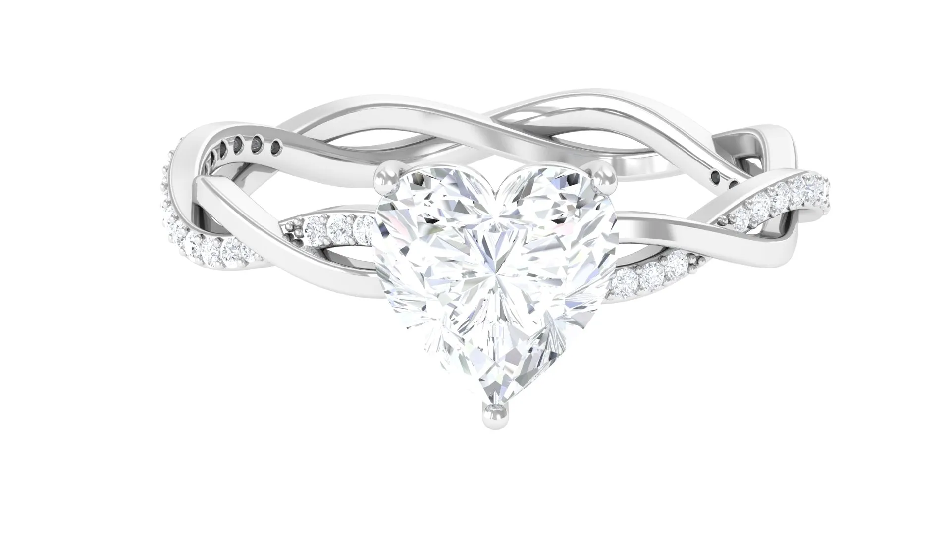2.25 CT Heart Shape Solitaire Moissanite Braided Ring in 3 Prong Basket Setting