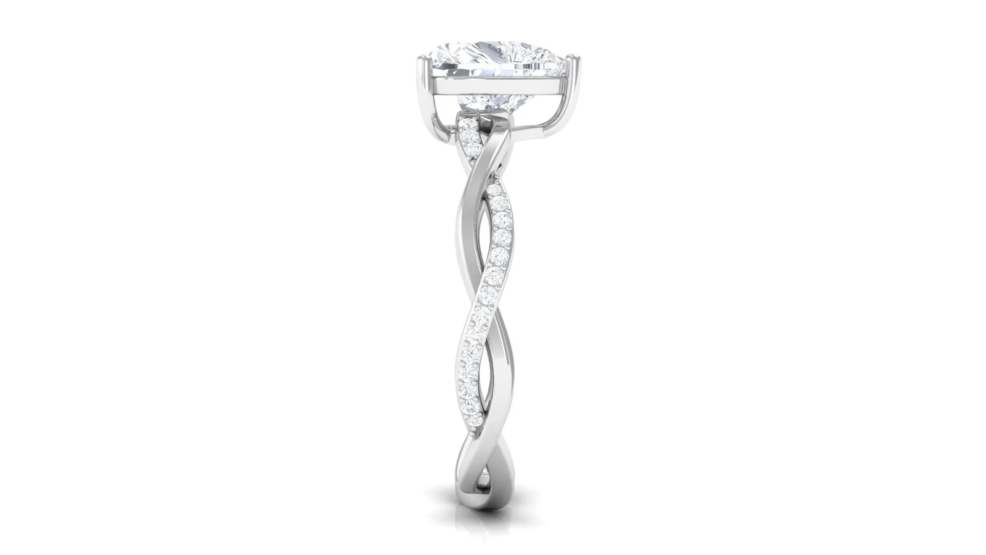 2.25 CT Heart Shape Solitaire Moissanite Braided Ring in 3 Prong Basket Setting