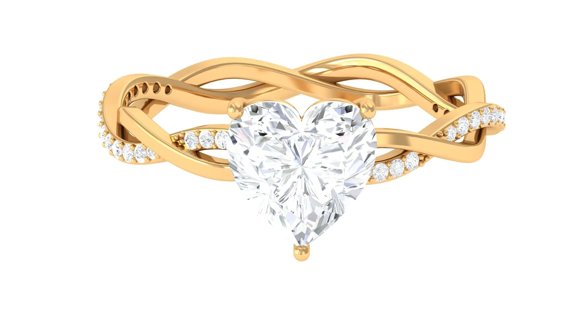 2.25 CT Heart Shape Solitaire Moissanite Braided Ring in 3 Prong Basket Setting