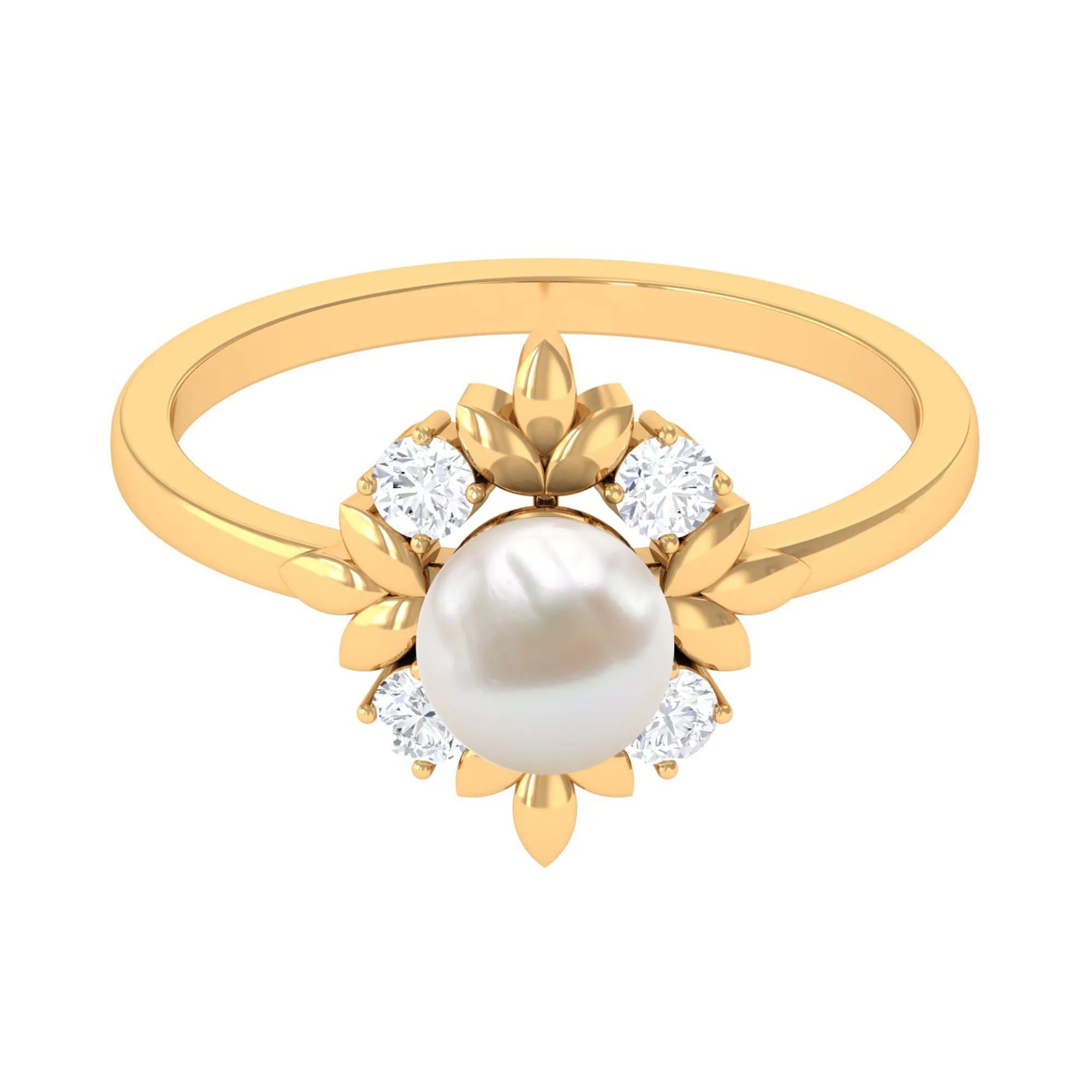 2.5 CT Freshwater Pearl Cocktail Engagement Ring with Diamond