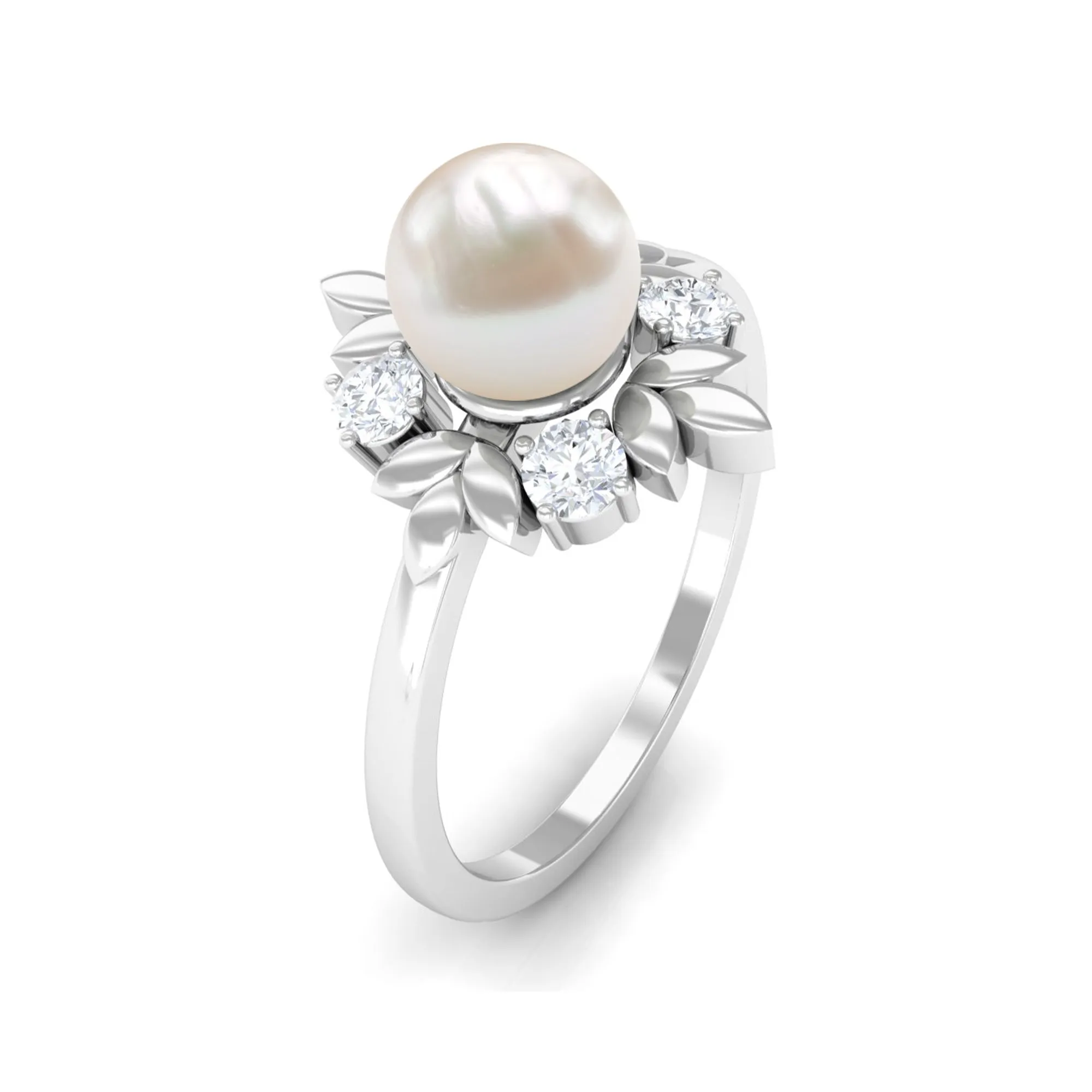 2.5 CT Freshwater Pearl Cocktail Engagement Ring with Diamond