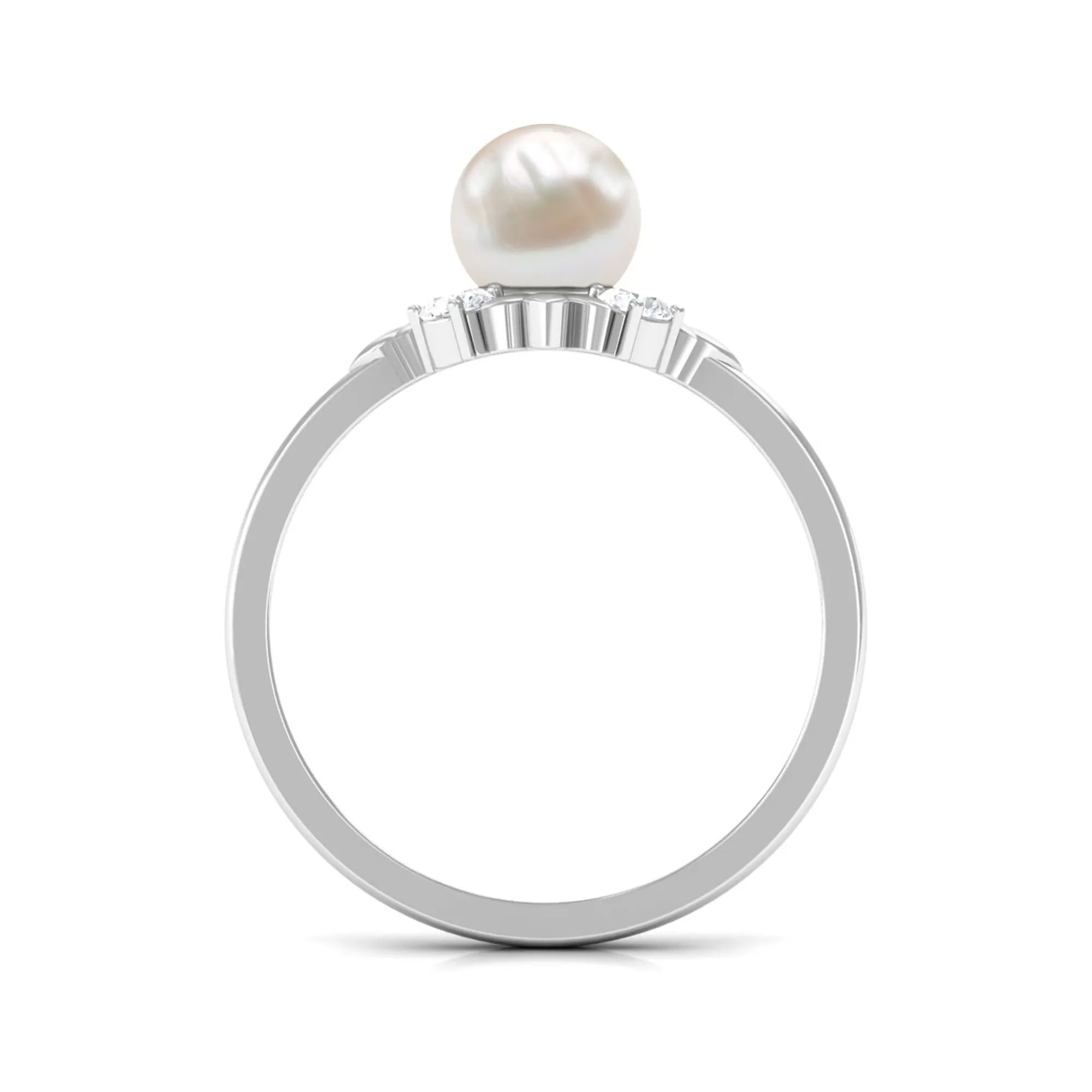 2.5 CT Freshwater Pearl Cocktail Engagement Ring with Diamond