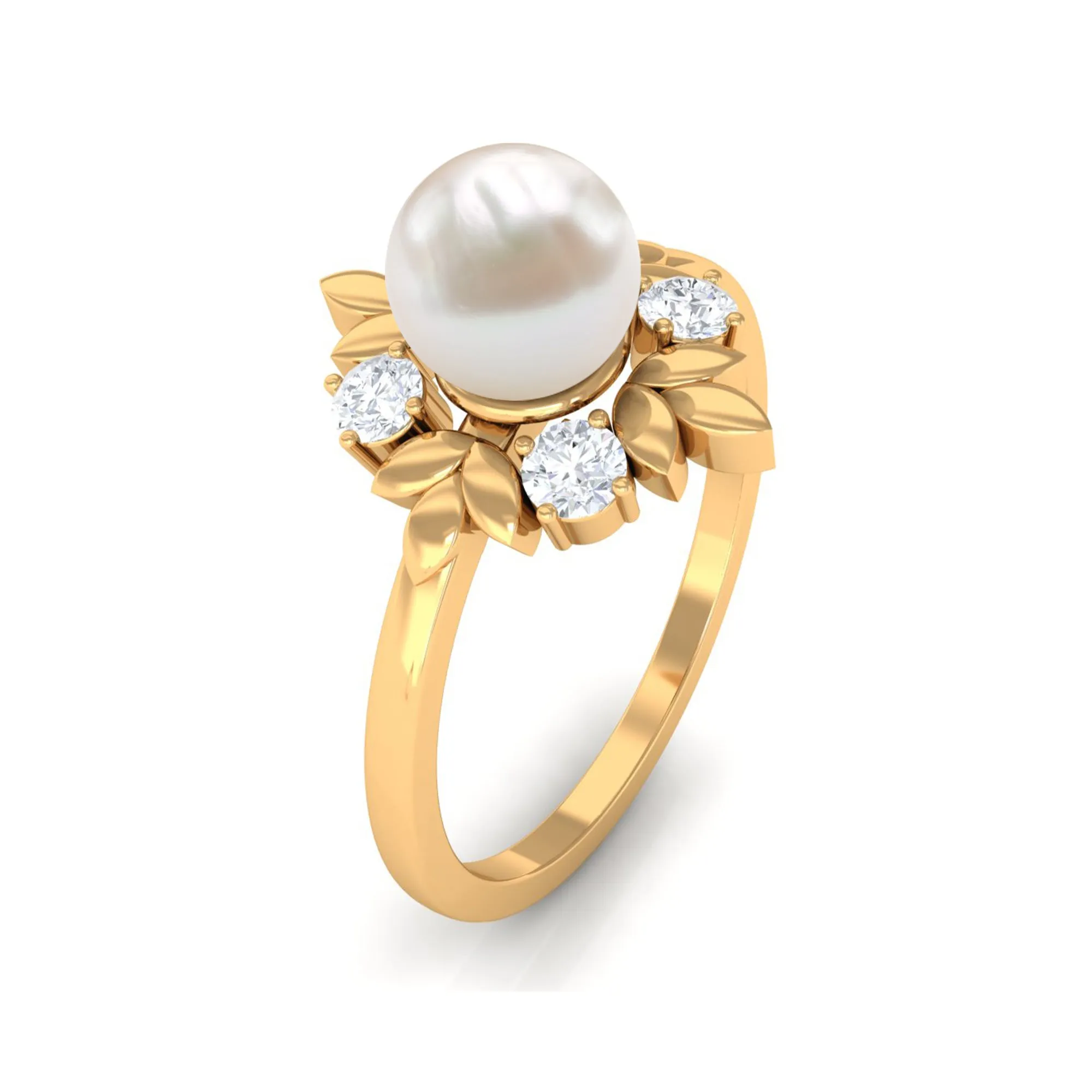 2.5 CT Freshwater Pearl Cocktail Engagement Ring with Diamond