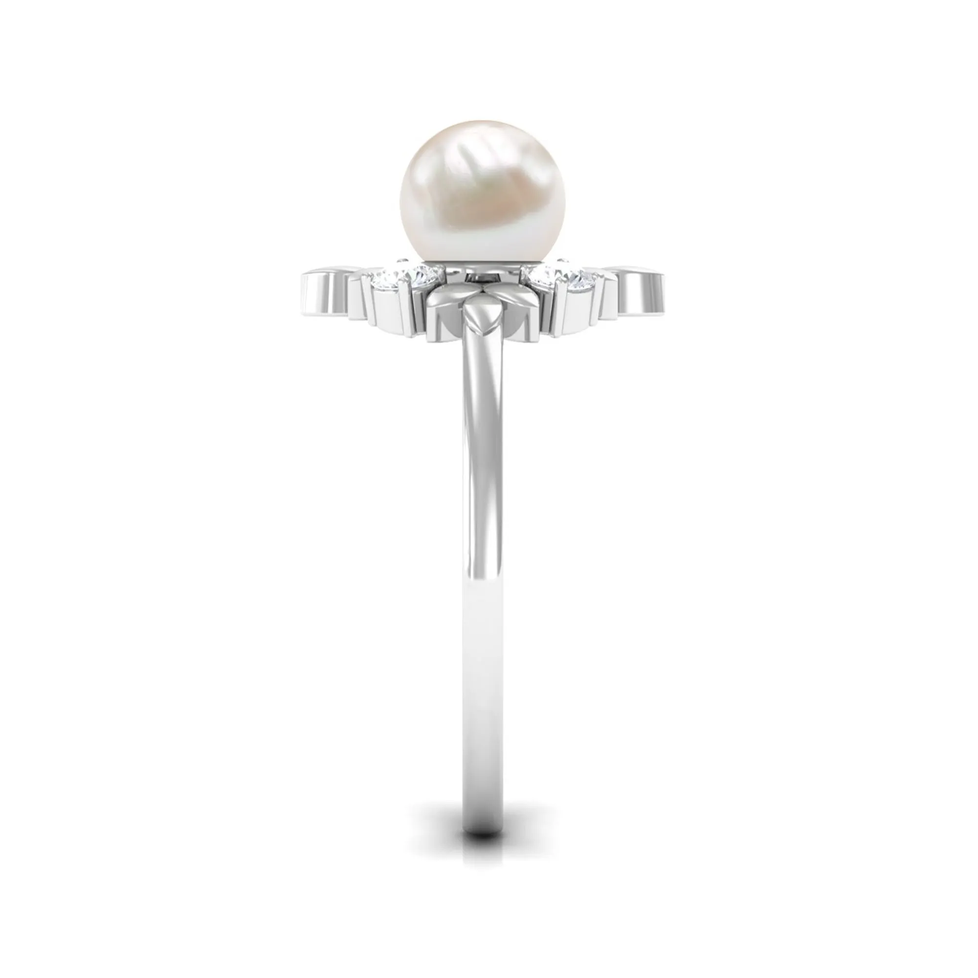 2.5 CT Freshwater Pearl Cocktail Engagement Ring with Diamond