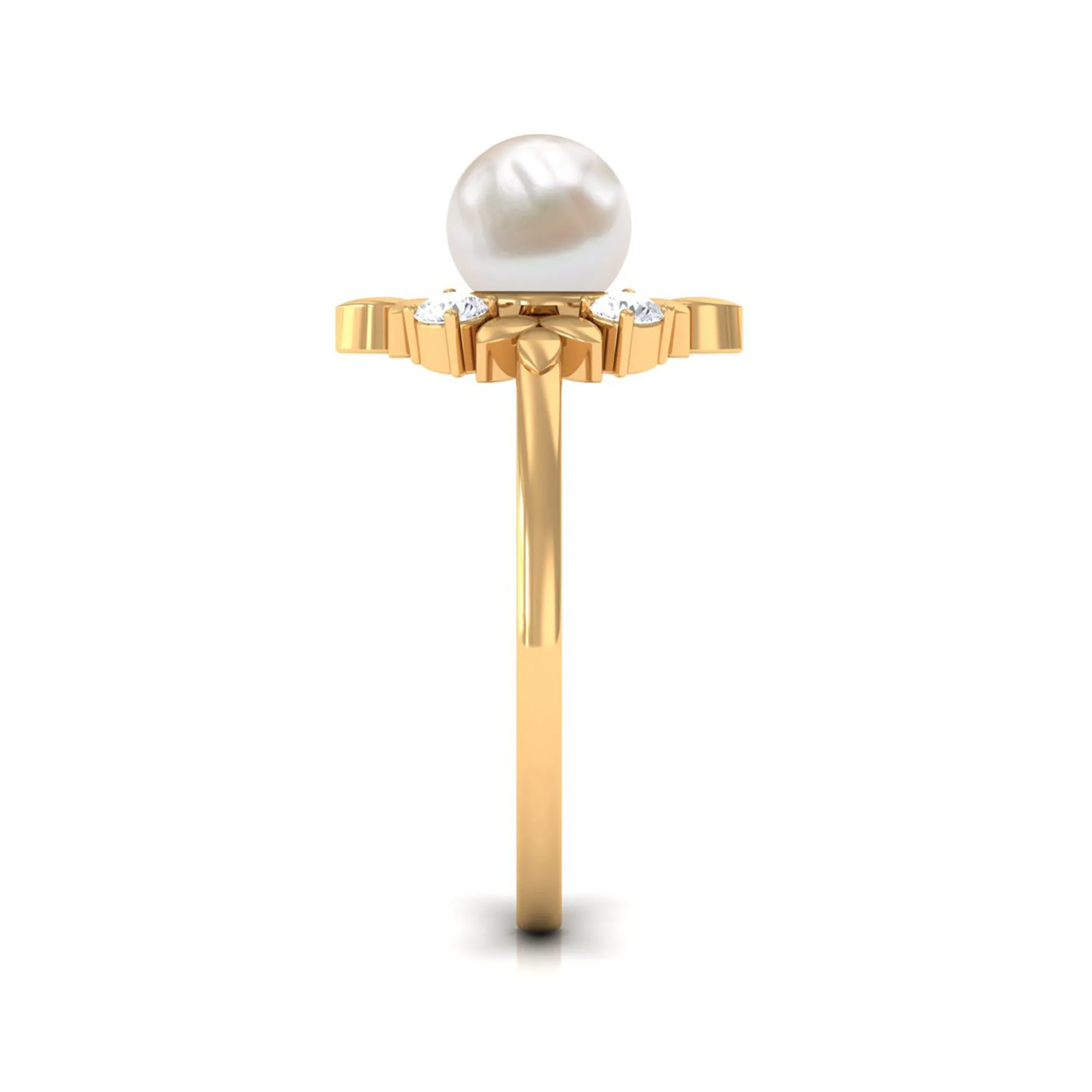 2.5 CT Freshwater Pearl Cocktail Engagement Ring with Diamond