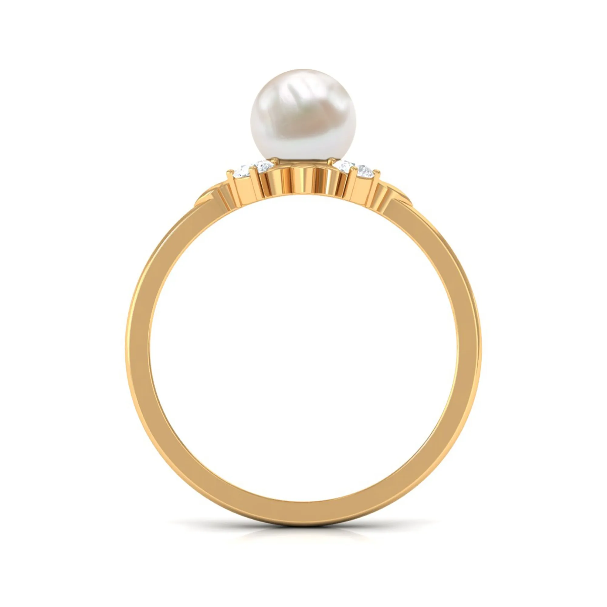2.5 CT Freshwater Pearl Cocktail Engagement Ring with Diamond