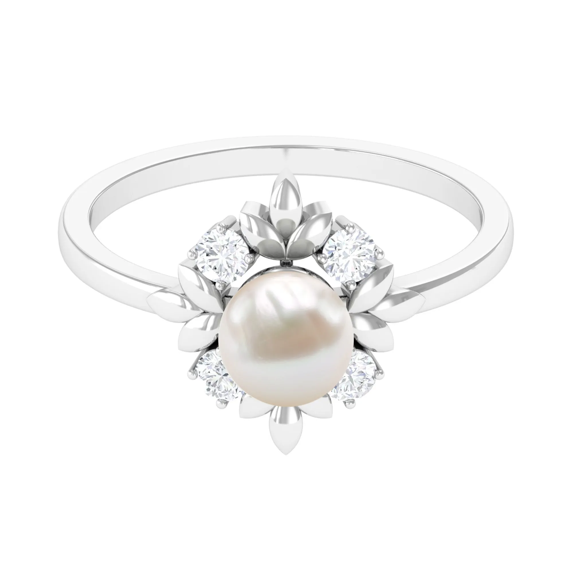 2.5 CT Freshwater Pearl Cocktail Engagement Ring with Diamond