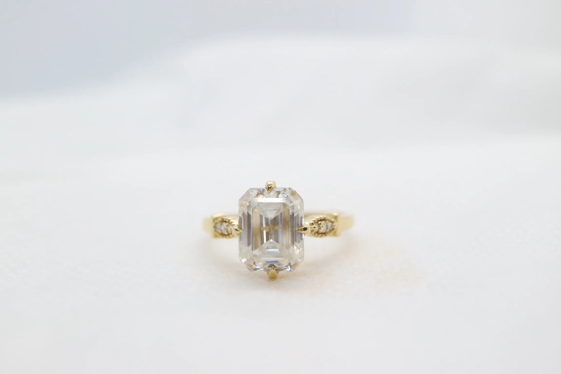 3ct Moissanite emerald cut enagement ring, Art deco engagement ring, 14k  gold vintage engagement ring, Wedding ring , Anniversary ring