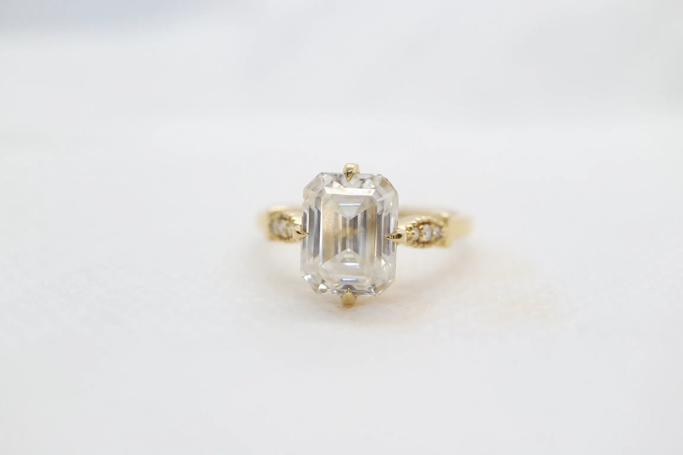 3ct Moissanite emerald cut enagement ring, Art deco engagement ring, 14k  gold vintage engagement ring, Wedding ring , Anniversary ring