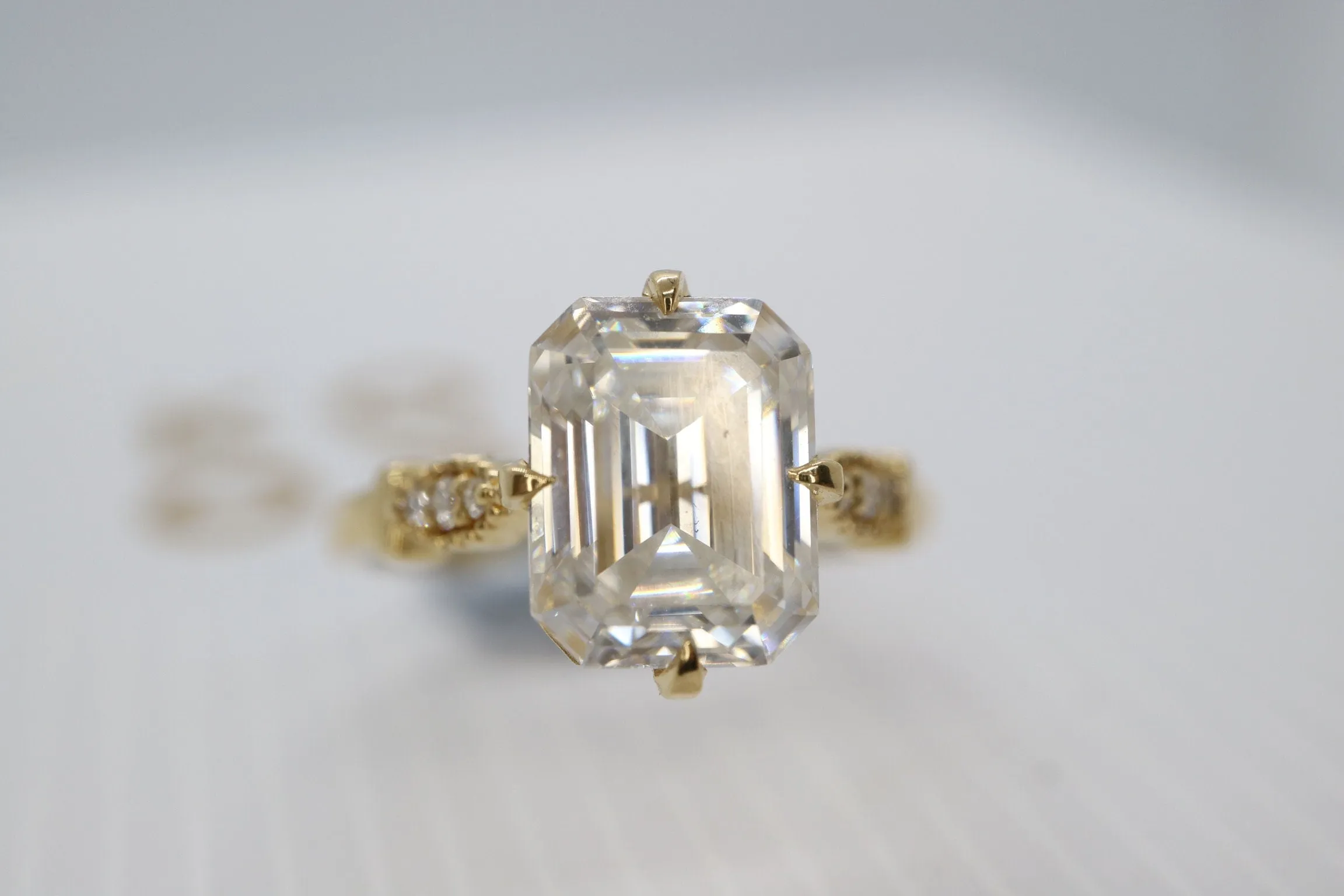 3ct Moissanite emerald cut enagement ring, Art deco engagement ring, 14k  gold vintage engagement ring, Wedding ring , Anniversary ring