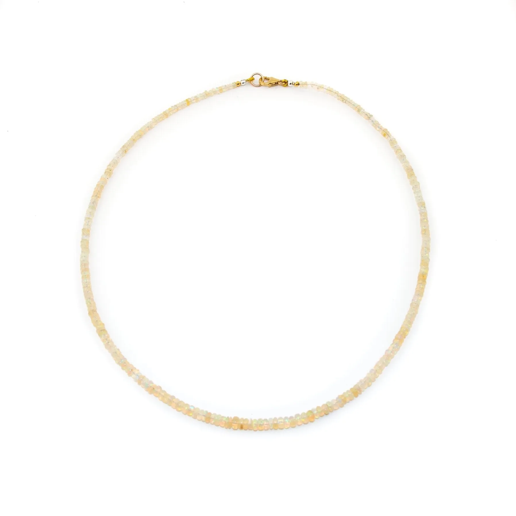 3mm Round Disc Opal Beaded Necklace