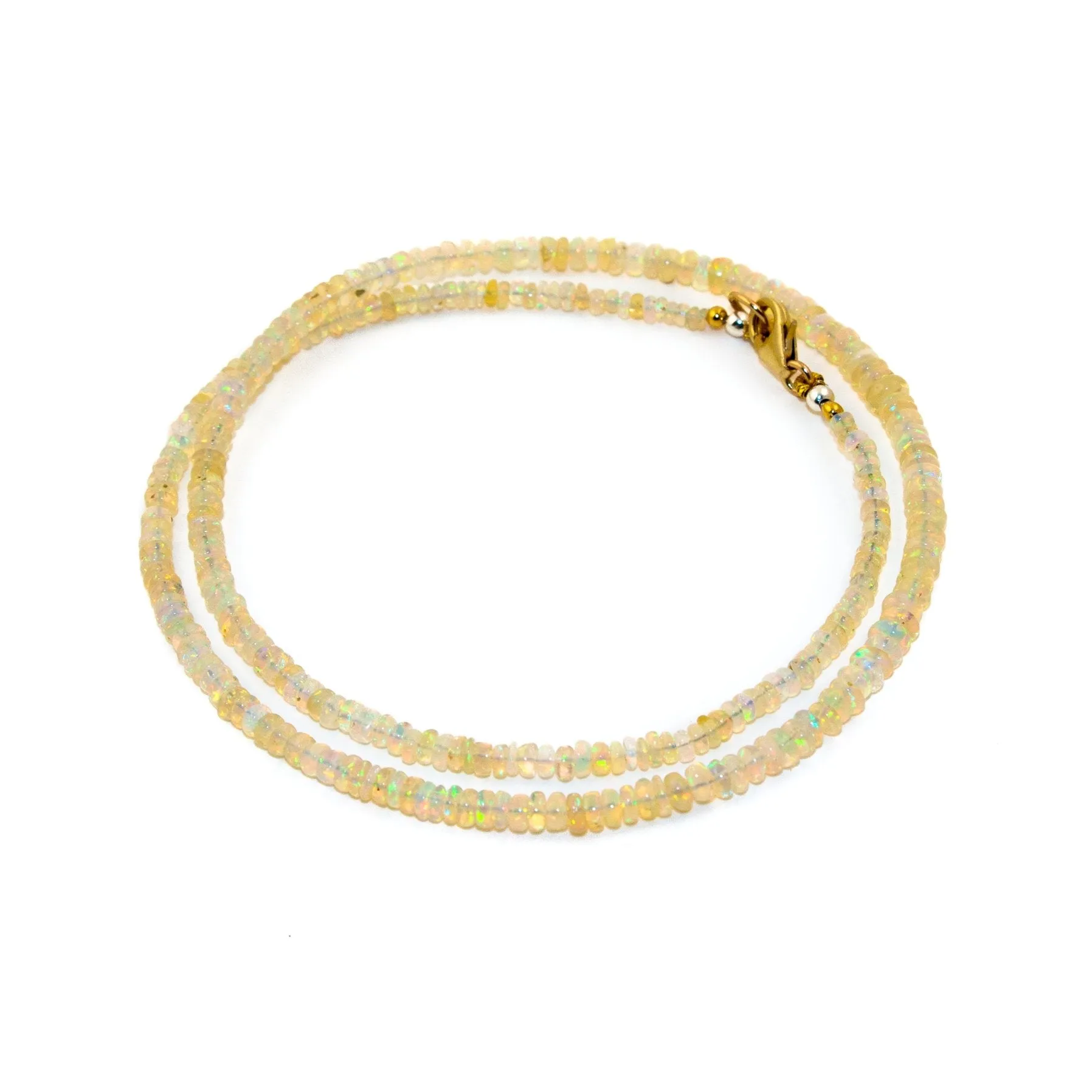 3mm Round Disc Opal Beaded Necklace