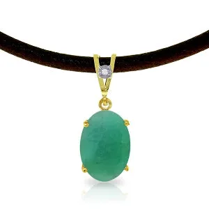 6.51 Carat 14K Solid Yellow Gold Gratitude Emerald Diamond Necklace
