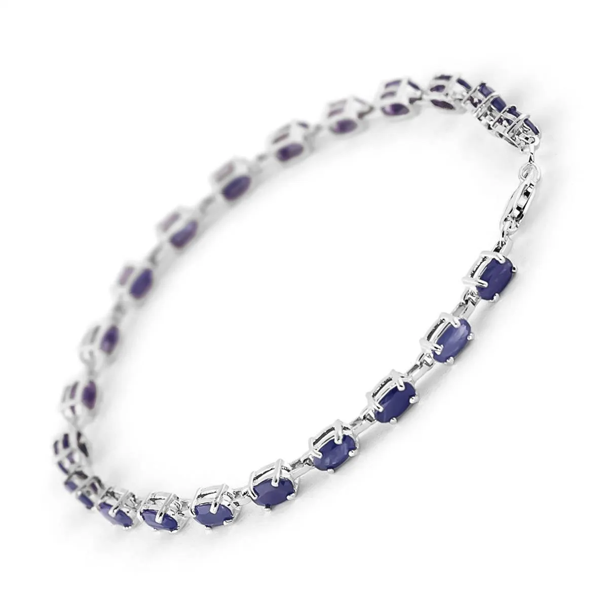 8 Carat 14K Solid White Gold Tennis Bracelet Natural Sapphire
