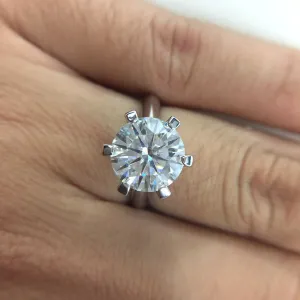 9 mm Round Moissanite Ring for Women Fashion Jewelry 14K Gold Over 6 Prongs