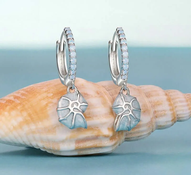 925 Silver Summer Blue Conch Opal Earrings