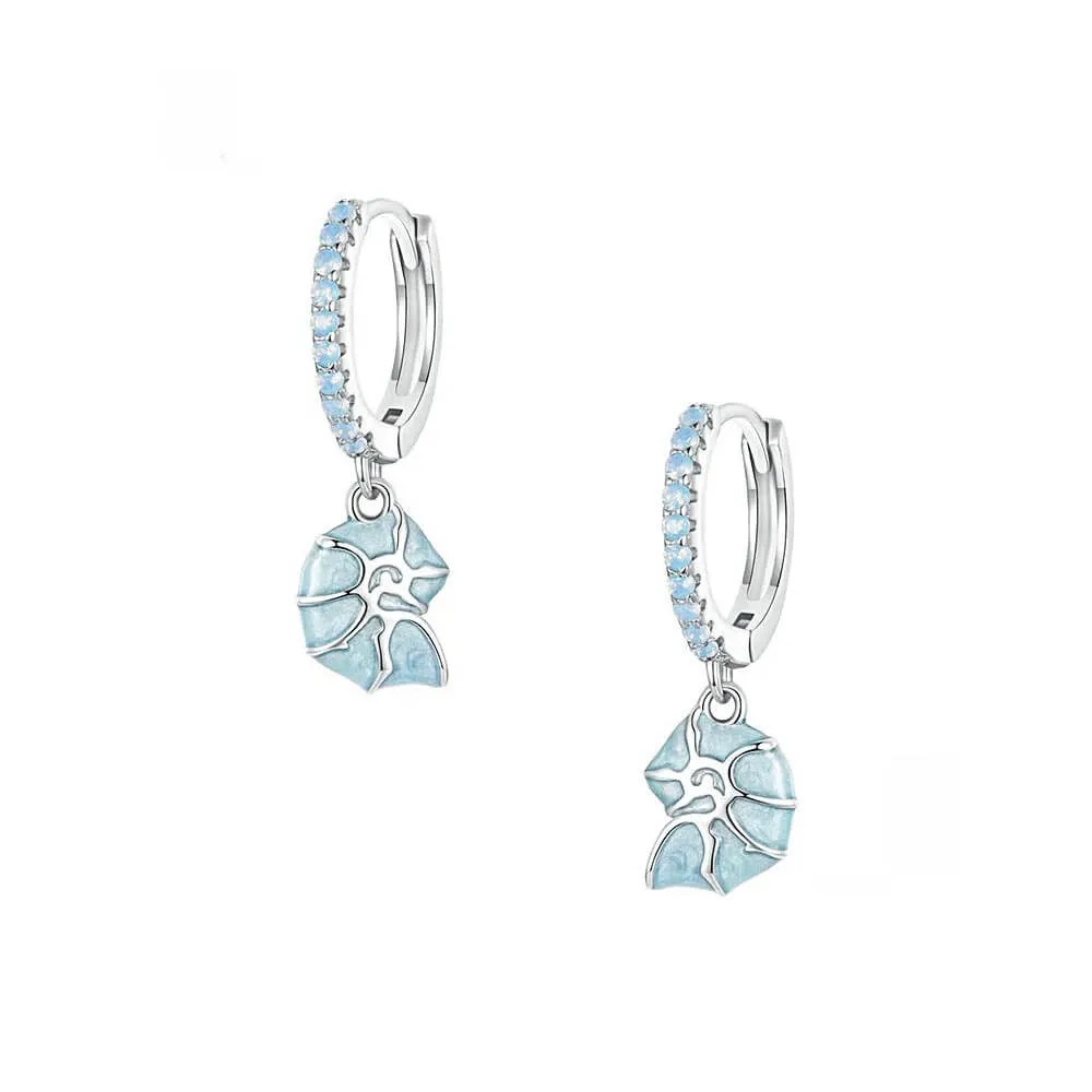 925 Silver Summer Blue Conch Opal Earrings