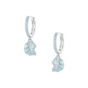 925 Silver Summer Blue Conch Opal Earrings