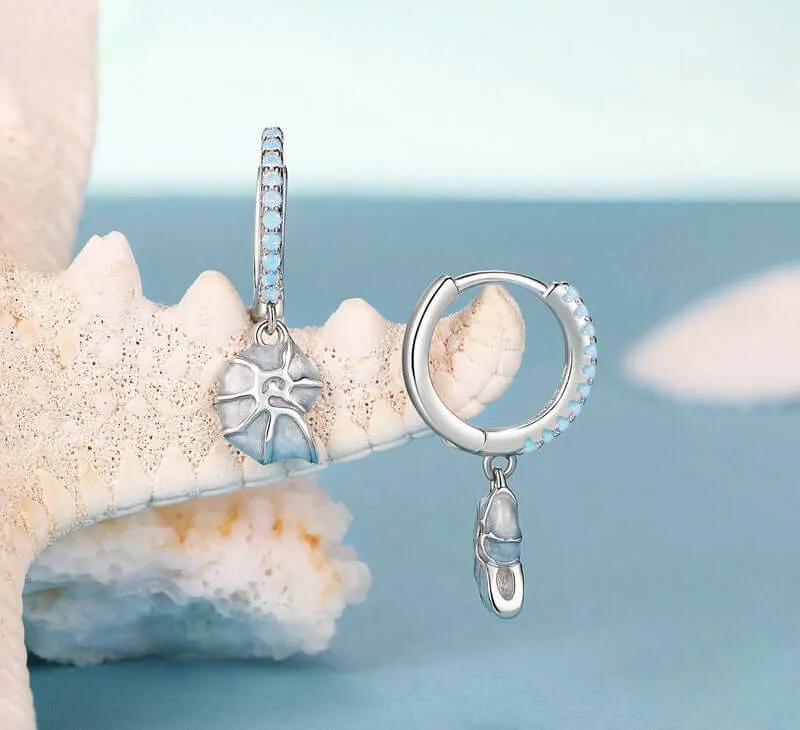 925 Silver Summer Blue Conch Opal Earrings