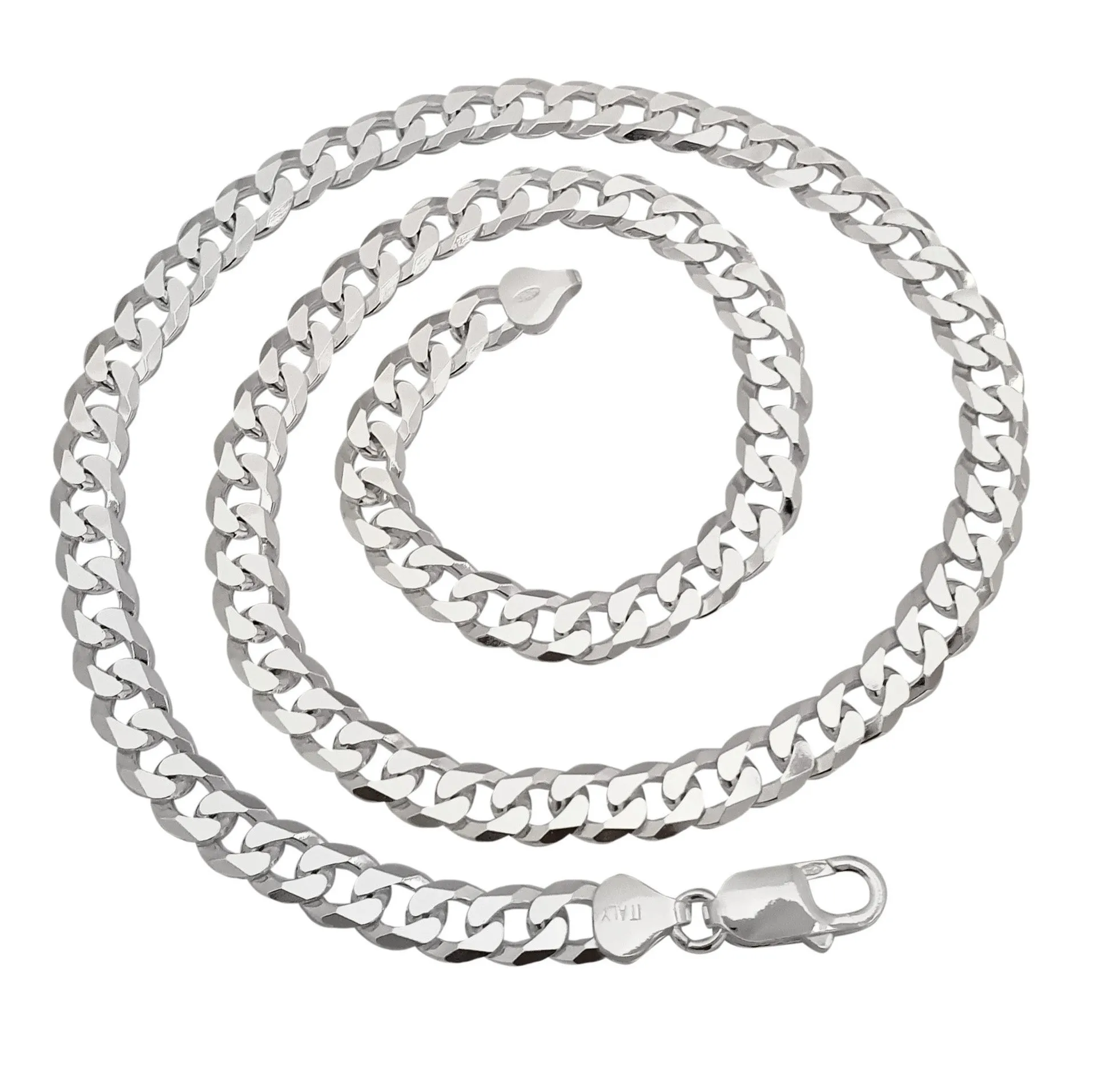 925 Sterling Silver Thick 7mm Curb Chain Necklace For Men