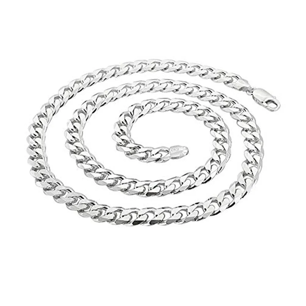 925 Sterling Silver Thick 7mm Curb Chain Necklace For Men