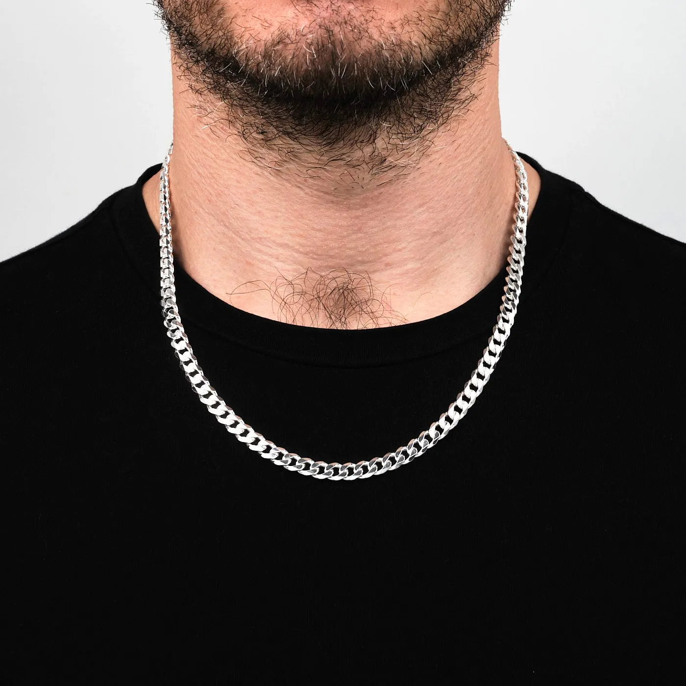 925 Sterling Silver Thick 7mm Curb Chain Necklace For Men