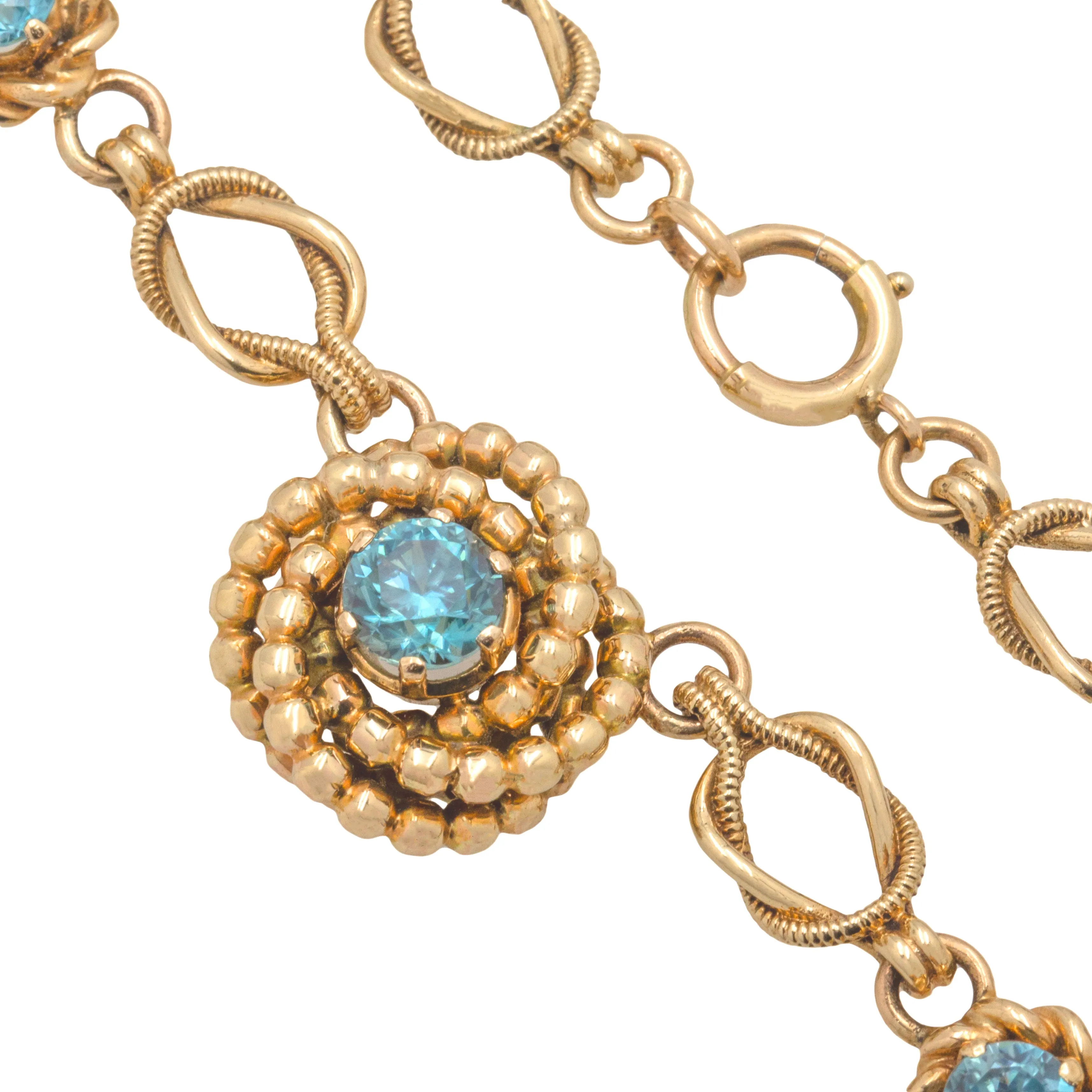 9ct Gold Blue Zircon Necklace, 6.70ct