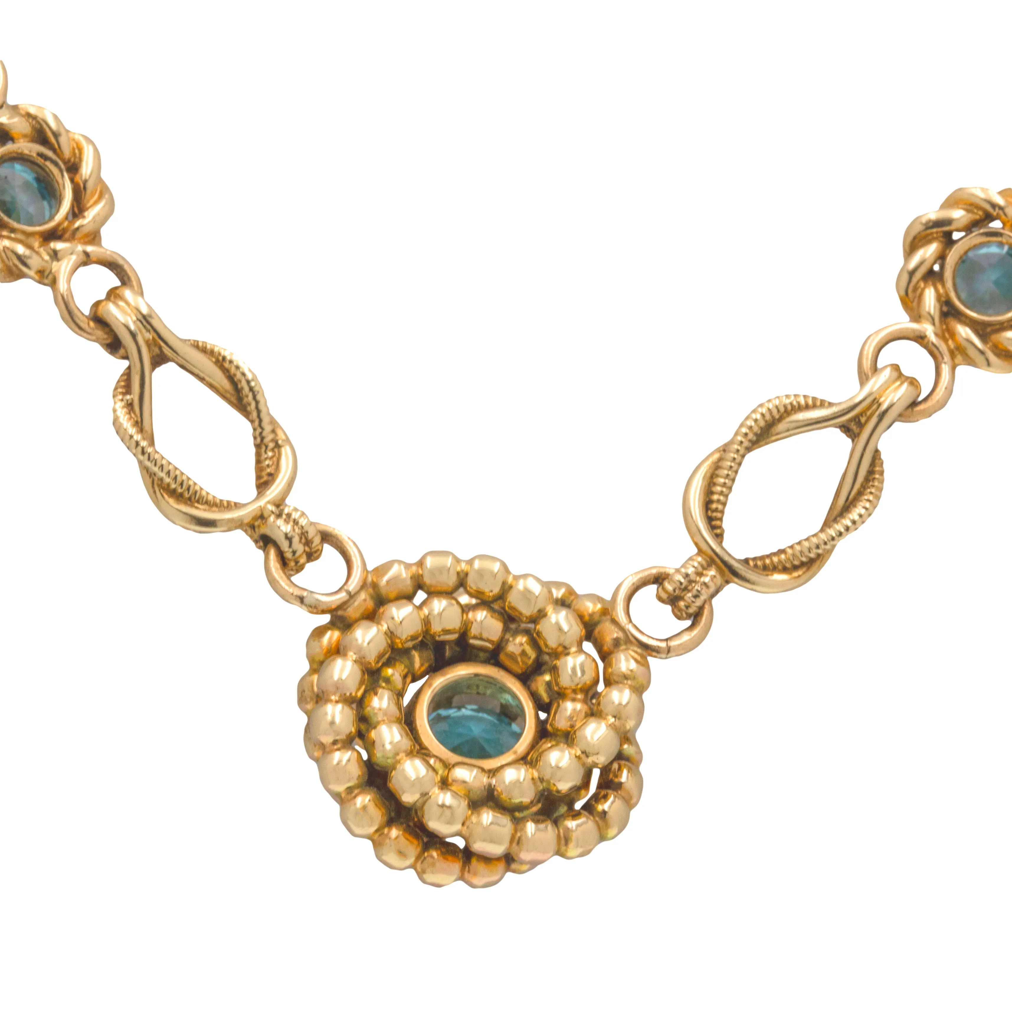 9ct Gold Blue Zircon Necklace, 6.70ct