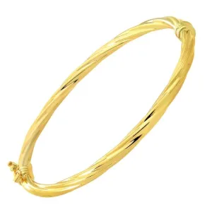 9ct Yellow Gold Twist Hinged Bangle