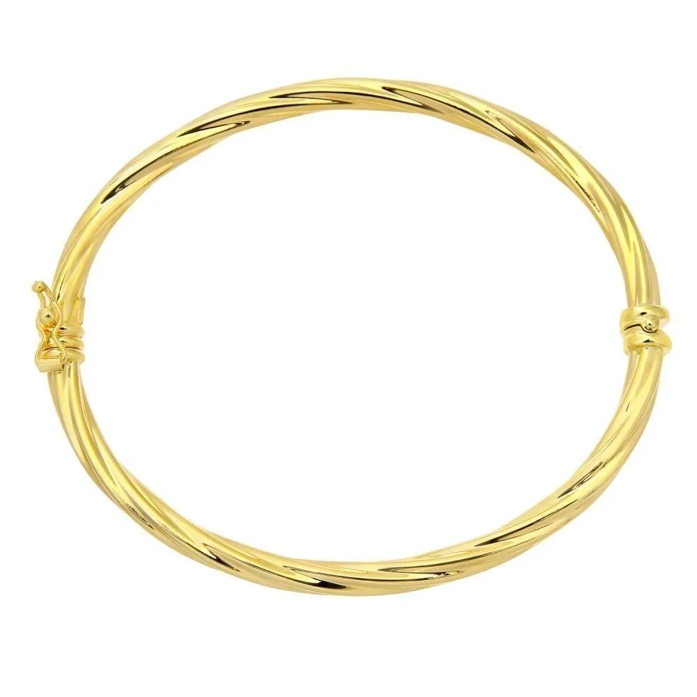 9ct Yellow Gold Twist Hinged Bangle